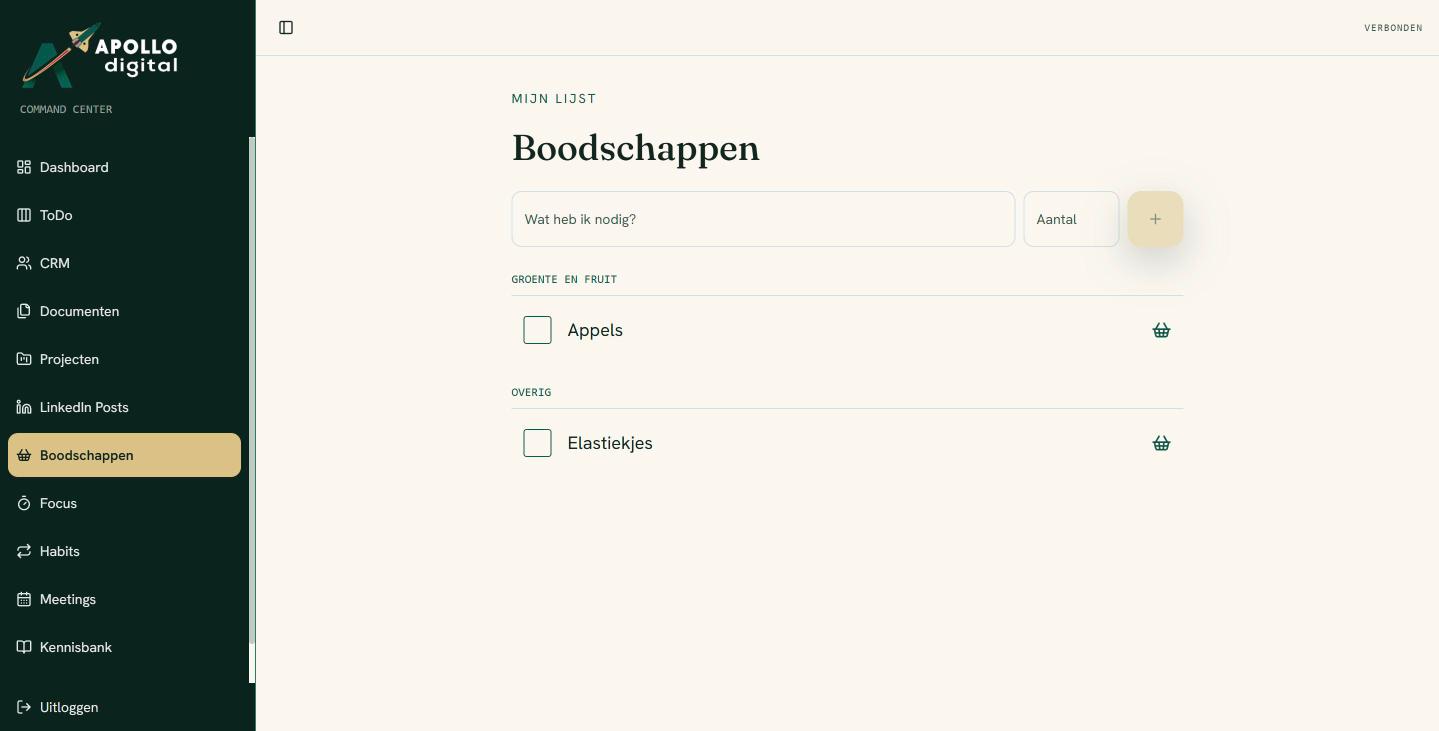 Boodschappenlijst gegroepeerd op categorie