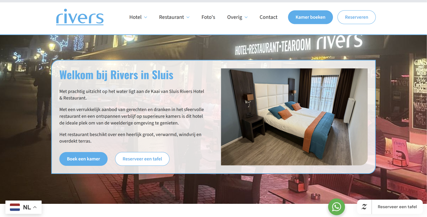 Homepage van Rivers Hotel & Restaurant in Sluis